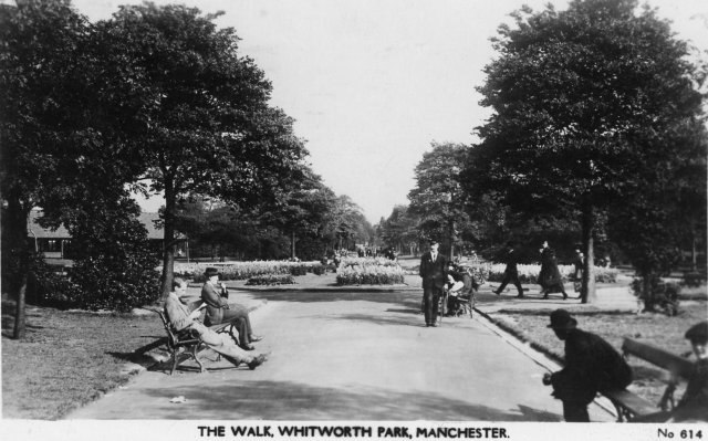 The Path from Greenheys to Rusholme with the centre circle in the middle ground.
